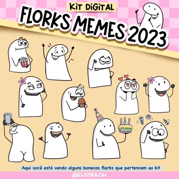 Kit Digital Florks Memes 2023 em Png