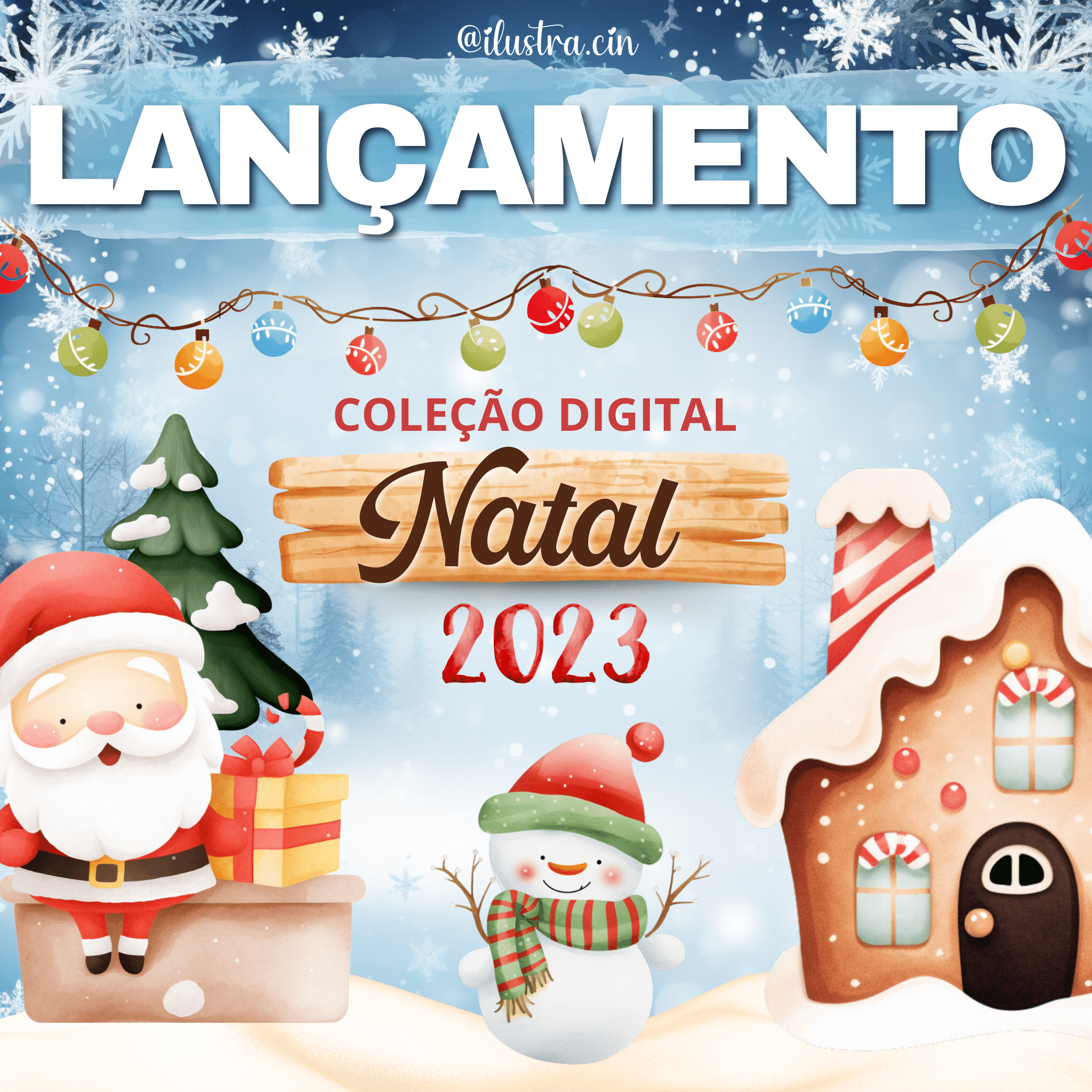 Kit Digital Feliz Natal Aquarelado 2 sem fundo Png