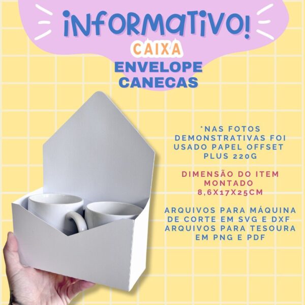 ARQUIVO DE CORTE - CAIXA ENVELOPE CANECAS - Imagem 2